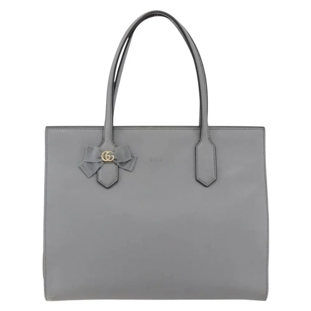Gucci Leather Tote Bag Gray